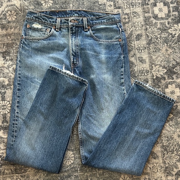Levi's RARE blank red tab 90s distressesd vintage Classic Straight Jeans 33/32 - Picture 1 of 6